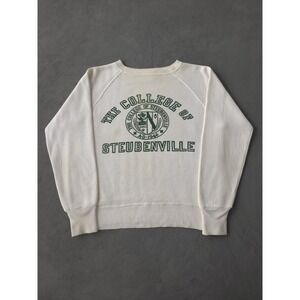 Vintage 1960s Velva Sheen The College Of Steubenville White Cotton Sweatshirt M